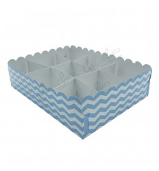 Tray 9 compartments blue stripes Plasticized